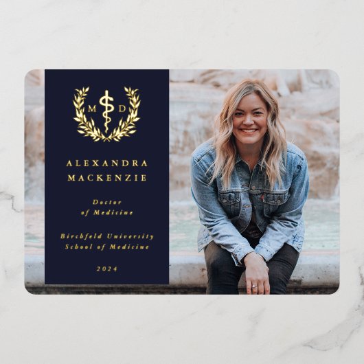 海軍MDアスクレピウス卒業写真発表 箔招待状 (正面)