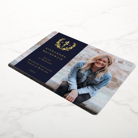 海軍MDアスクレピウス卒業写真発表 箔招待状 (回転した状態)