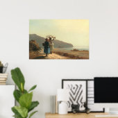 海辺でおしゃべりする女性たち - カミーユ・ピッサロ 美術 ポスター (ホームオフィス)