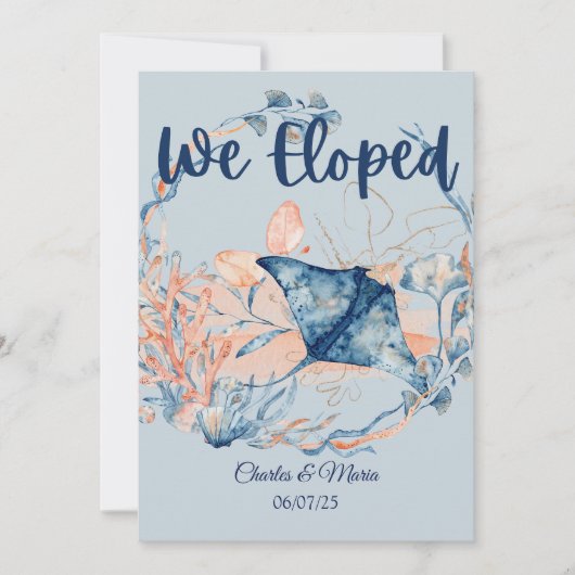 海辺でこっそり結婚式 招待状 (正面)