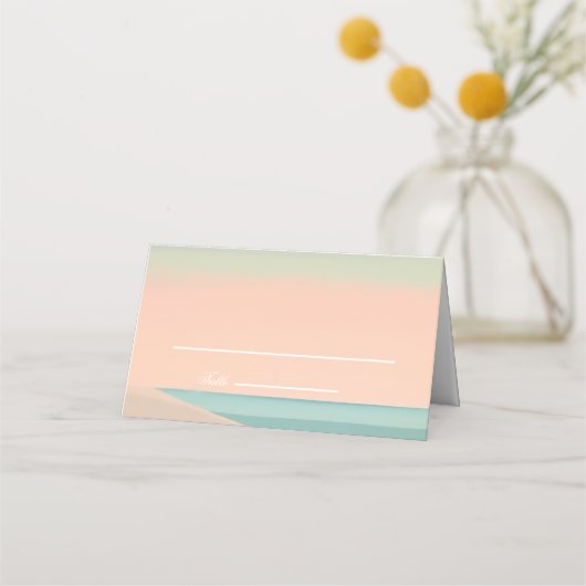 海辺でシンプル折り畳んだ プレイスカード (正面)