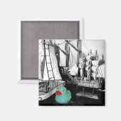 「海辺でダウン」ゴムアヒル磁石 マグネット (正面/裏面)