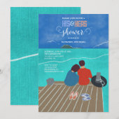 海辺で寛ぐカップルのシャワー招待状 招待状 (正面/裏面)