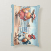 海辺で水着を着た鶏 アクセントクッション (裏面(縦))