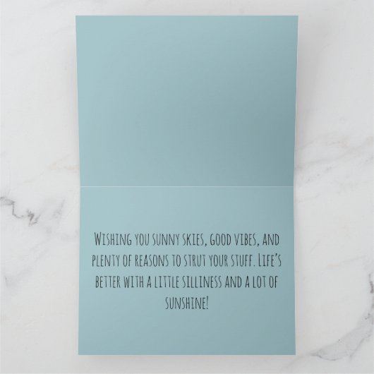 海辺で水着を着た鶏 カード (内部)