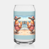 海辺で水着を着た鶏 ガラス缶 (右)