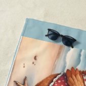 海辺で水着を着た鶏 ビーチタオル (インサイチュ)