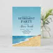 海辺と太陽の光のフィルターで彩られた退職パーティー 招待状 (スタンド正面)