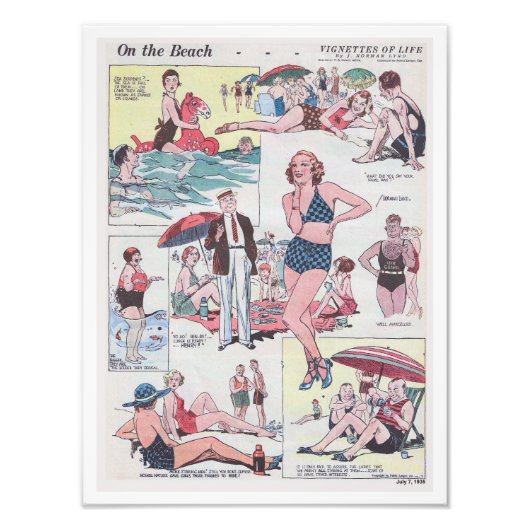 海辺にて ビンテージ 1935年 フォトプリント            (正面)