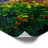 海辺に沈む鮮やかな夕日 ポスター (角)