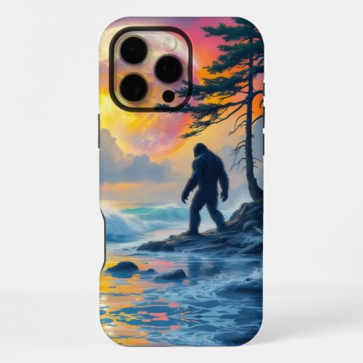 海辺に立つビッグフット iPhoneケース (裏面)
