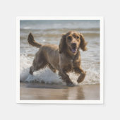 「海辺のおもしろい:海遊のコクカースパニエル犬 スタンダードカクテルナプキン (正面)