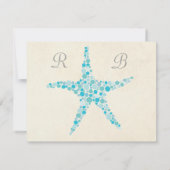 海辺のウェディングにぴったりなターコイズアクアスターフィッシュのデザイン 出欠カード (裏面)