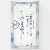 海辺のウェディングシャワーアンカー水彩画ウェルカム 横断幕 (縦)