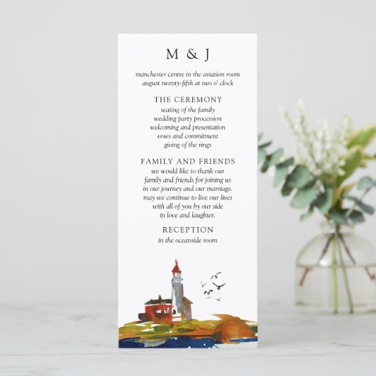 海辺のウェディングプログラムカード プログラム (スタンド正面)