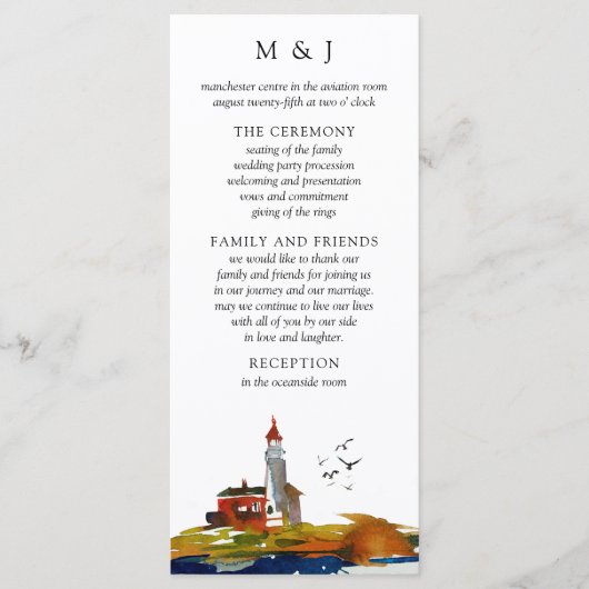 海辺のウェディングプログラムカード プログラム (正面)