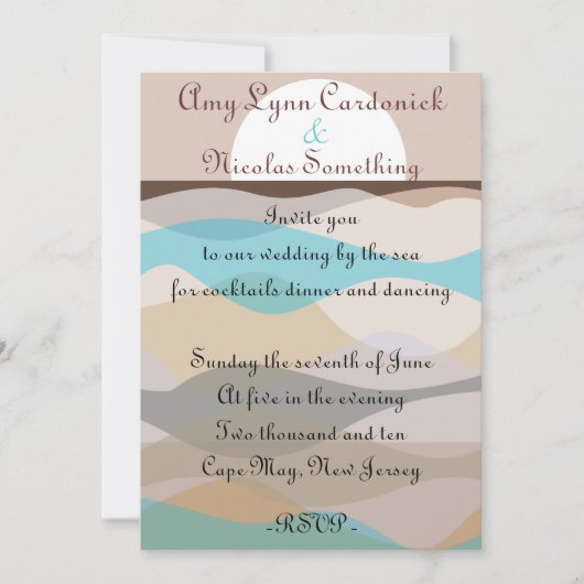 海辺のウェディング招待状 砂浜の海への招待 招待状 (正面)