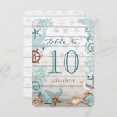 海辺のウェディング | テーブル場所番号カード 招待状 (正面/裏面)