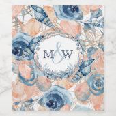 海辺のウェディング ビーチ シェル フラワー ワインラベル (シングルラベル)