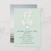 海辺のエレガント海岸写真の保存日付 招待状 (正面/裏面)