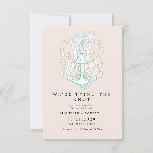 海辺のエレガント海岸写真の保存日付 招待状 (正面)