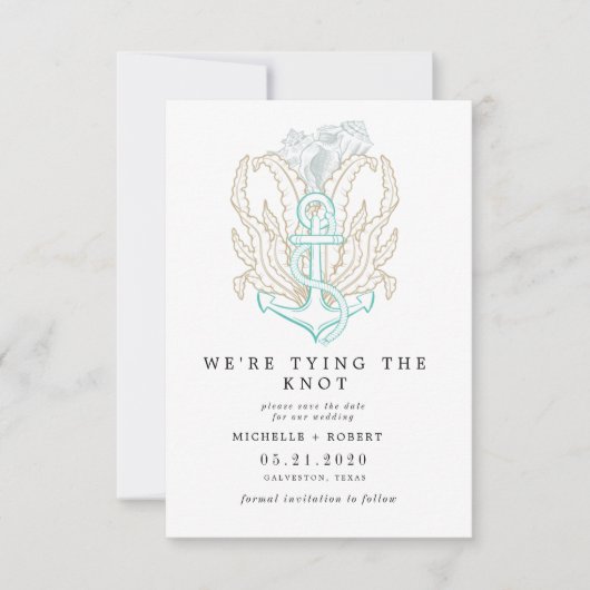 海辺のエレガント海岸写真の保存日付 招待状 (正面)