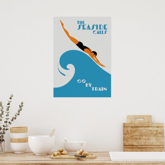 海辺のオーストラリア人はヴィンテージ旅行ポスターと呼んでいる ポスター (キッチン)