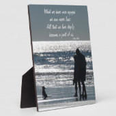 海辺のカップルと愛犬 - 個人名入れ可能 フォトプラーク (側面)