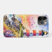 海辺のカラフルな水彩画の灯台 Case-Mate iPhoneケース (裏面(横))