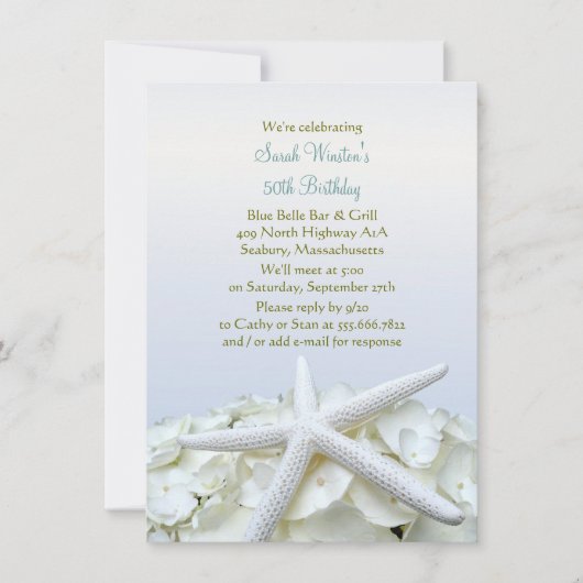 海辺のガーデンスター フィッシュ 誕生日パーティーの招待状 招待状 (正面)