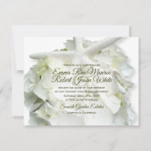 海辺のガーデン 白いヒトデとハイドランジアのウェディング 招待状 (正面)