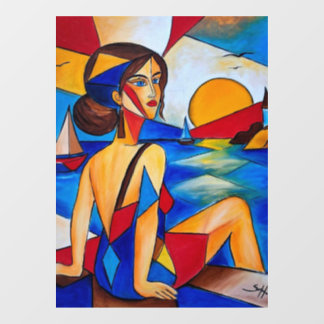 海辺のキュビズム絵画 ウィンドウサイン
