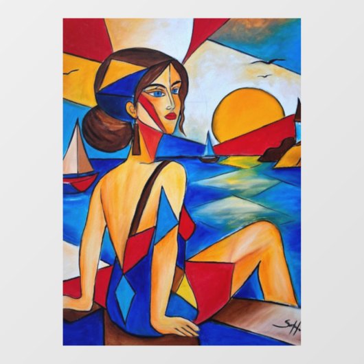 海辺のキュビズム絵画 ウィンドウサイン (シート)