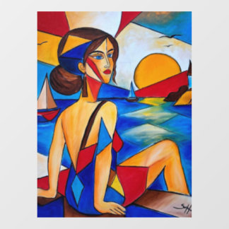 海辺のキュビズム絵画 ウィンドウサイン