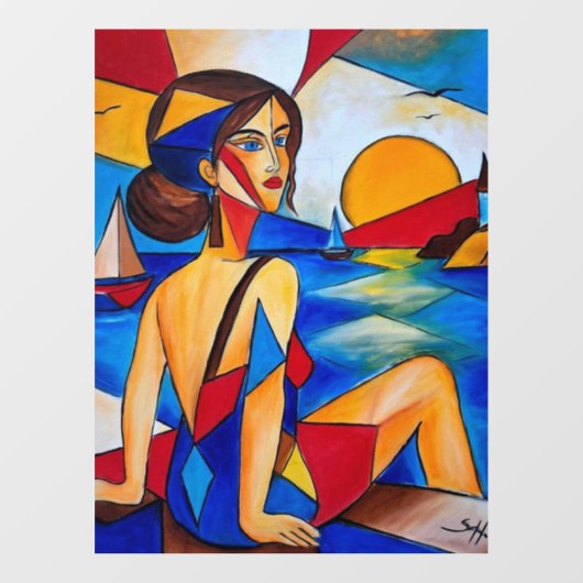 海辺のキュビズム絵画 ウィンドウサイン (シート)