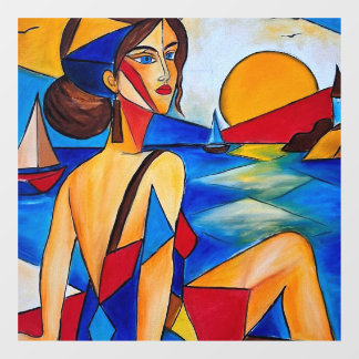 海辺のキュビズム絵画 ウィンドウサイン
