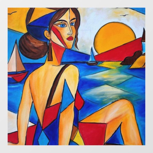 海辺のキュビズム絵画 ウィンドウサイン (シート)
