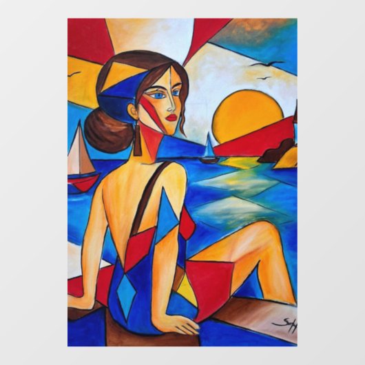 海辺のキュビズム絵画 ウィンドウサイン (シート)