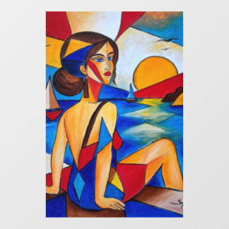 海辺のキュビズム絵画 ウィンドウサイン