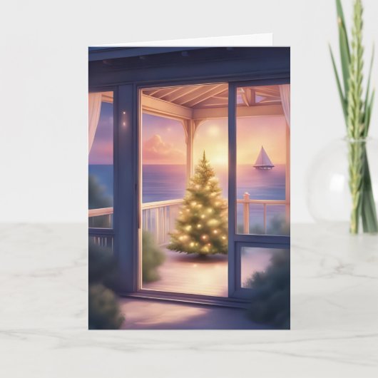 海辺のクリスマスの輝き カード (正面)