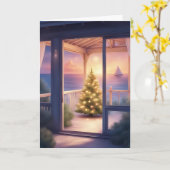 海辺のクリスマスの輝き カード (黄色い花)