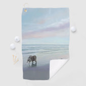 海辺のケースホンドの絵画 犬のアート ゴルフタオル (インサイチュ)