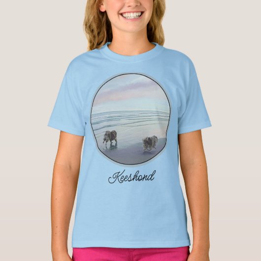 海辺のケースホンドの絵 - 犬の芸術 Tシャツ (正面)