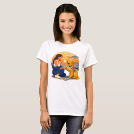 海辺のゴールデンレトリバーの母 Tシャツ