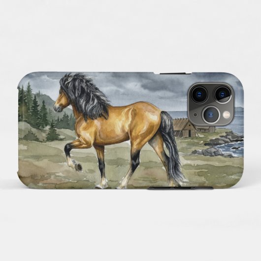 海辺のストゥールムル アイスランドホース Case-Mate iPhoneケース (裏面(横))