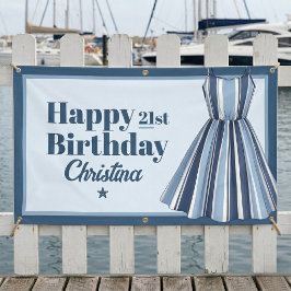 海辺のストライプパーティー誕生日 横断幕