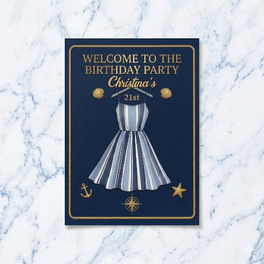 海辺のストライプ お祝い 誕生日 ポスター