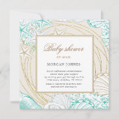 海辺のターコイズ金ゴールド沿岸の赤ちゃんシャワー (正面)