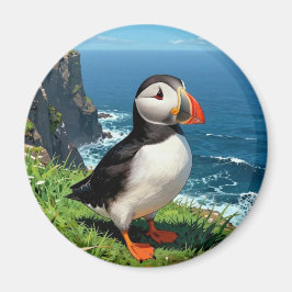 海辺のツノメドリのイラスト マグネット