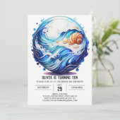海辺のディープブルー子供の誕生日 招待状 (スタンド正面)